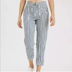American Eagle Railroad Stripe Straight Leg Trouser Pants Blue White Size 0